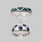 Zonder Minimumprijs - Two Rings - Ring Zilver Turquoise, Bijoux, Sacs & Beauté