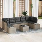 vidaXL Tuinbank Set 8 pcs Lichtgrijs Poly rattan, Tuin en Terras, Verzenden, Nieuw