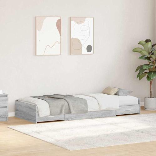 vidaXL Opbergbedframe met hoofdeinde Grijs Sonoma 90 x 200, Huis en Inrichting, Slaapkamer | Bedden, Nieuw, Verzenden