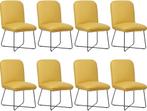 Set van 8 Gele leren industriële design eetkamerstoelen -, Nieuw, Vijf, Zes of meer stoelen, Modern, Leer