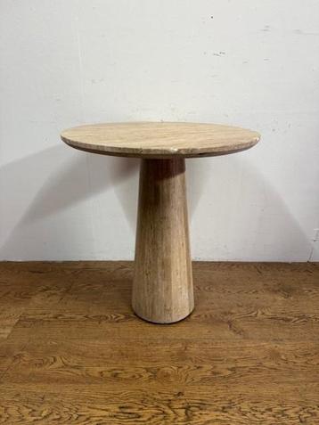 Gebruikte Travertin Tafel (70cm) - T1594- Vintage/Café beschikbaar voor biedingen