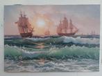 Vitalii Karpenko (1963) - Seascape with ships, Antiek en Kunst
