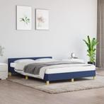 vidaXL Cadre de lit avec tête de lit Bleu 140 x 200 cm, Verzenden