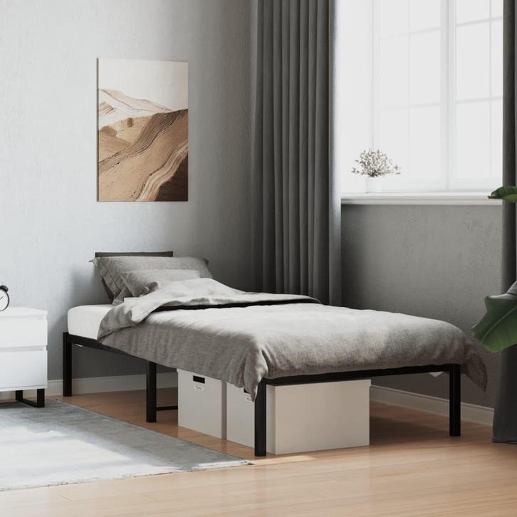 vidaXL Bedframe metaal zwart 90x200 cm, Huis en Inrichting, Slaapkamer | Bedden, Nieuw, Verzenden