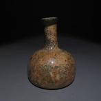 Oud-Romeins Glas Flesje. 3e eeuw n.Chr. Hoogte 8 cm. (Zonder, Verzamelen