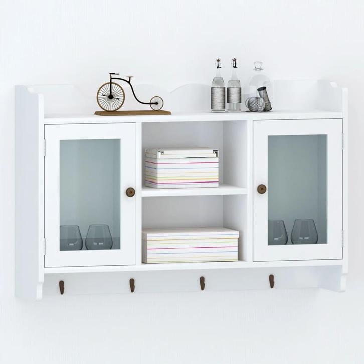 vidaXL Wandschap voor boeken/DVDs MDF wit, Huis en Inrichting, Kasten | Wandmeubels, Nieuw, Verzenden