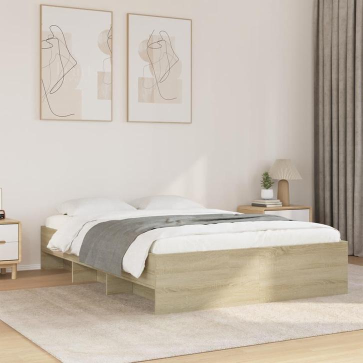 vidaXL Bedframe zonder matras hout sonoma eikenkleurig, Huis en Inrichting, Slaapkamer | Bedden, Nieuw, Verzenden