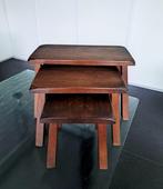 Set bijzettafels - Eik - Set van drie bijzettafels / krukken