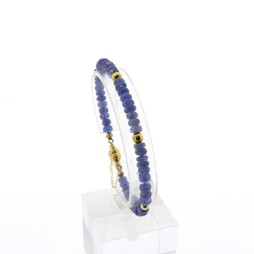 Gouden kralen armband met amethist | 19,5 cm, Handtassen en Accessoires, Armbanden, Overige kleuren, Gebruikt, Met edelsteen, Goud