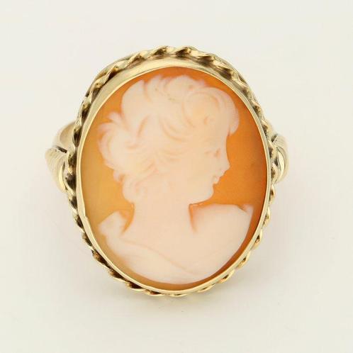 Ring - 14 karaat Geel goud - Camee, Handtassen en Accessoires, Ringen