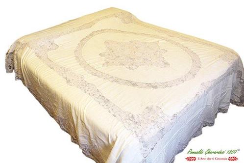 merletto di Burano su tela 100% Lino grande misura -, Antiek en Kunst, Antiek | Tapijten, Tafelkleden en Textiel