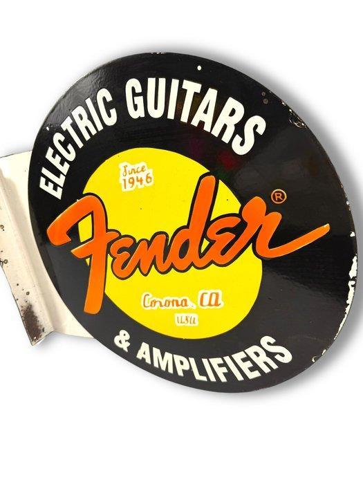 Fender - Dubbelzijdig op een winkelhaak - Emaille plaat -, Antiek en Kunst, Antiek | Wandborden en Tegels