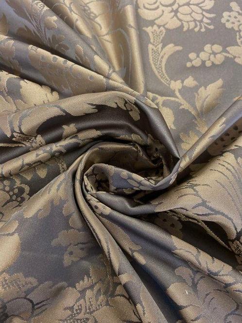 Verfijde en prestigieuze Damaststof met een koude bruine, Antiek en Kunst, Antiek | Tapijten, Tafelkleden en Textiel