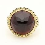 Ring - 14 karaat Geel goud Granaat, Handtassen en Accessoires, Ringen, Nieuw