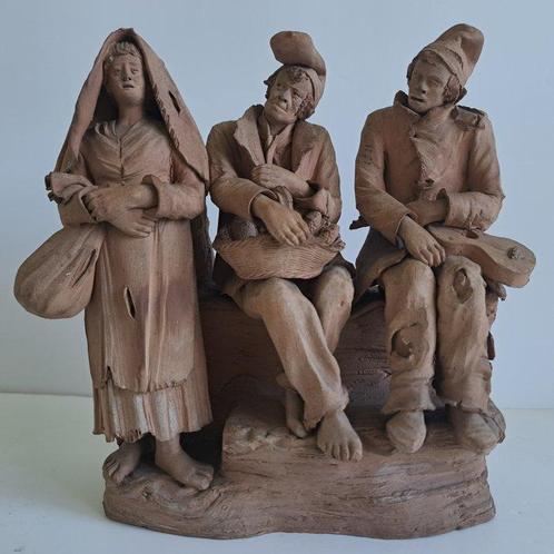 Grasso S.no - Beeldje, Beeldengroep van terracotta,, Antiek en Kunst, Antiek | Glaswerk en Kristal