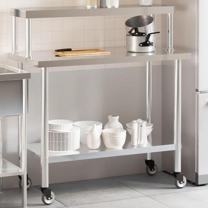 vidaXL Keukenwerktafel met bovenschap 110x55x120 cm, Zakelijke goederen, Horeca | Overige, Verzenden