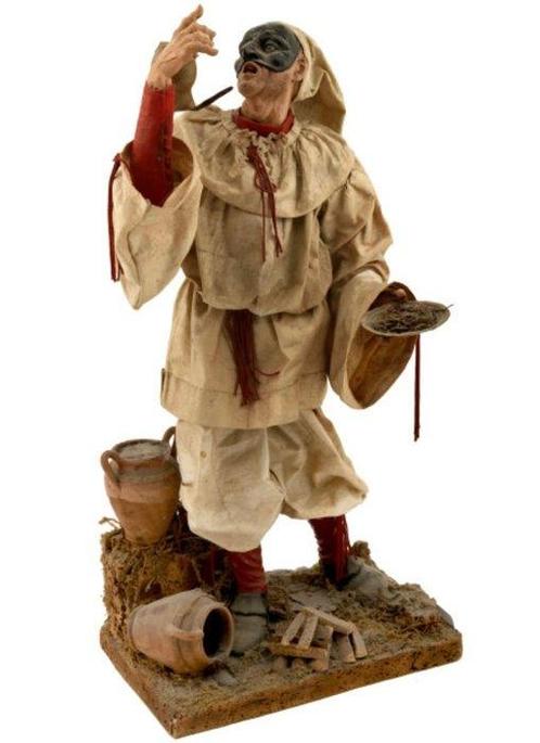 sculptuur, Grande Pulcinella in terracotta - 53 cm - Hout,, Antiek en Kunst, Antiek | Keramiek en Aardewerk