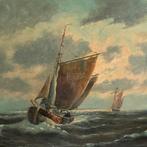 Josef Horn (1902-1951) - Zeegezicht met vissersschepen onder