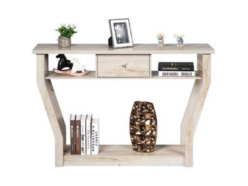 Coast Console Tafel - 3 Laags - Met Lade en Plank - Grijs, Verzenden