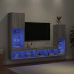 vidaXL 4-delige Tv-wandmeubelset met LED bewerkt hout grijs, Verzenden, Nieuw