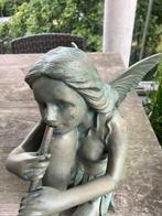 Statue, Elf speelt op fluit - 81 cm - Bronze, Antiek en Kunst