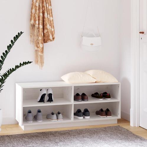 vidaXL Schoenenkast 110x34x45 cm massief grenenhout wit, Huis en Inrichting, Kasten | Schoenenkasten, Nieuw, Verzenden