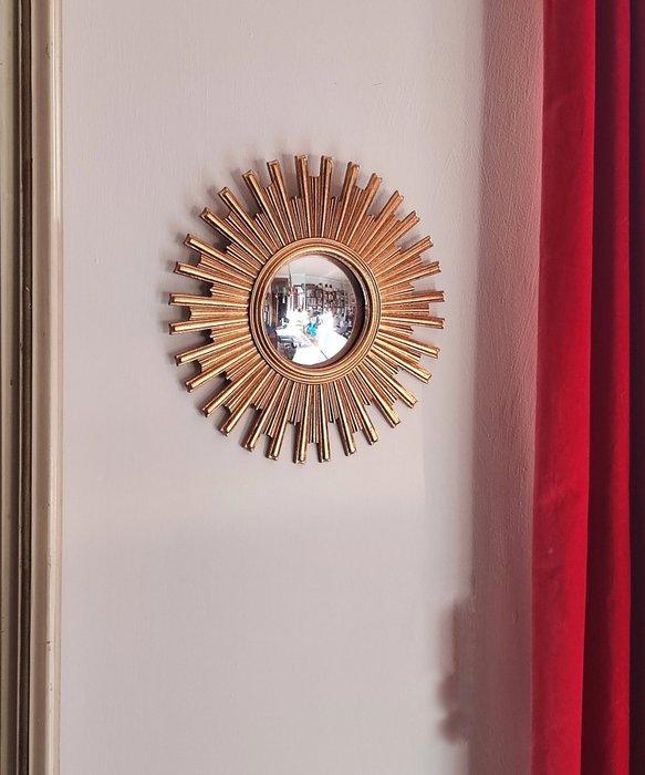 Wandspiegel- heksenoog / convex / bode - Glas, Hars - Gouden, Antiek en Kunst, Curiosa en Brocante