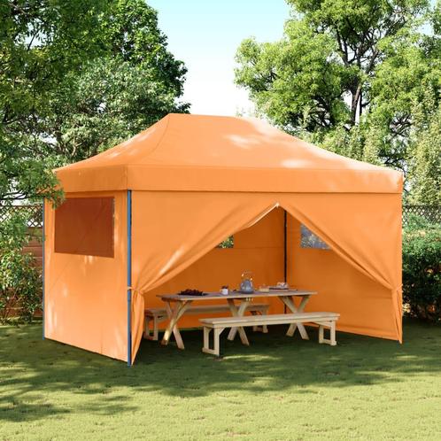 vidaXL Partytent inklapbaar pop-up met 4 zijwanden oranje, Jardin & Terrasse, Tonnelles, Envoi