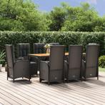 vidaXL 9-delige Tuinset poly rattan zwart, Tuin en Terras, Tuinsets en Loungesets, Verzenden, Nieuw, Tuinset