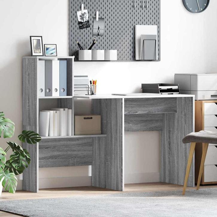 vidaXL Bureau Grijs Sonoma 131,5 x 50 x 106,5 cm Bewerkt, Maison & Meubles, Bureaux, Envoi