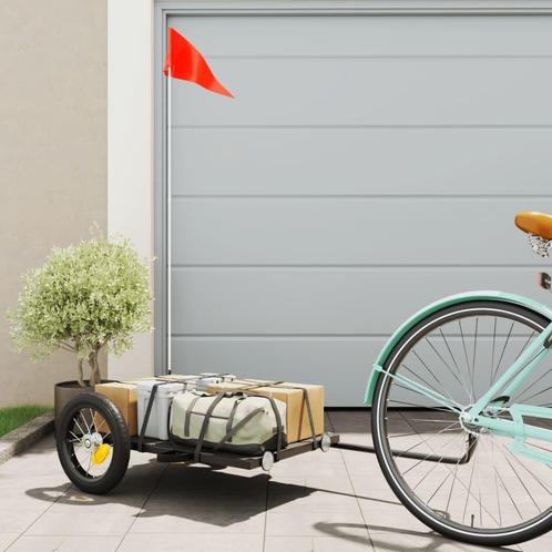 vidaXL Fietstrailer 122x53x28 cm ijzer zwart, Fietsen en Brommers, Fietsaccessoires | Aanhangwagens en Karren, Nieuw, Verzenden