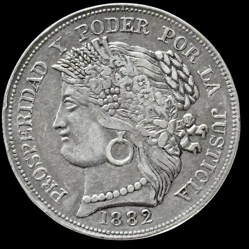 Pérou. 5 Pesetas - 1882 - ESCASO AYACUCHO - (R788), Postzegels en Munten, Munten | Europa | Niet-Euromunten