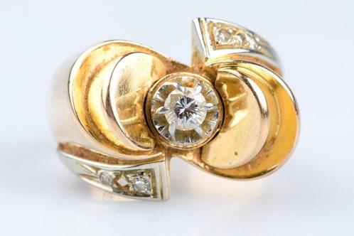 Bague - 18 carats Or jaune -  0.33ct. tw. Diamant, Handtassen en Accessoires, Ringen