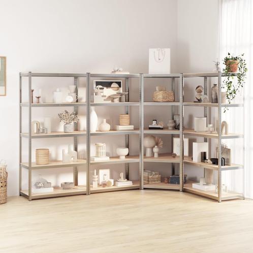 vidaXL Opbergrekken 5-laags 4 st staal en bewerkt hout, Huis en Inrichting, Kasten | Stellingkasten, Nieuw, Verzenden