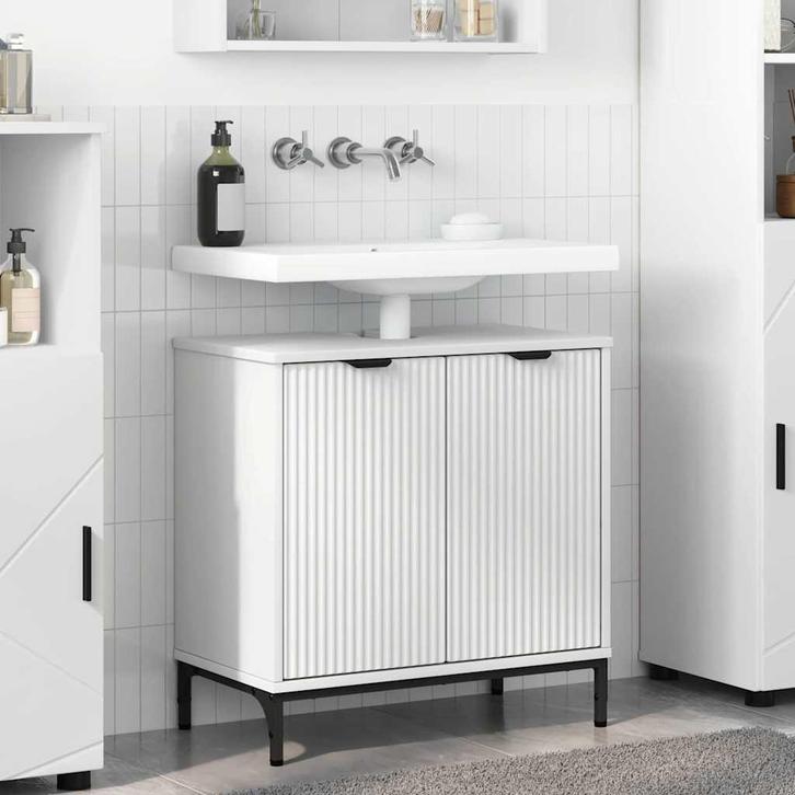vidaXL Wastafel kabinet voor de badkamer Wit 60.5 x 33.5 x, Huis en Inrichting, Tafels | Kaptafels, Nieuw, Verzenden