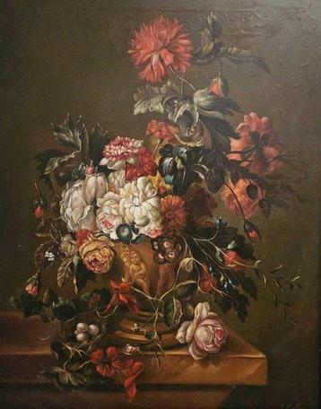 Nederlandse school (XX) - NO RESERVE - Bodegón de flores, Antiek en Kunst, Kunst | Schilderijen | Klassiek