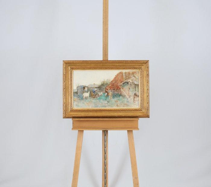 Willem Hendrik van der Nat (1864–1929) - Boerin met geiten, Antiek en Kunst, Kunst | Schilderijen | Klassiek