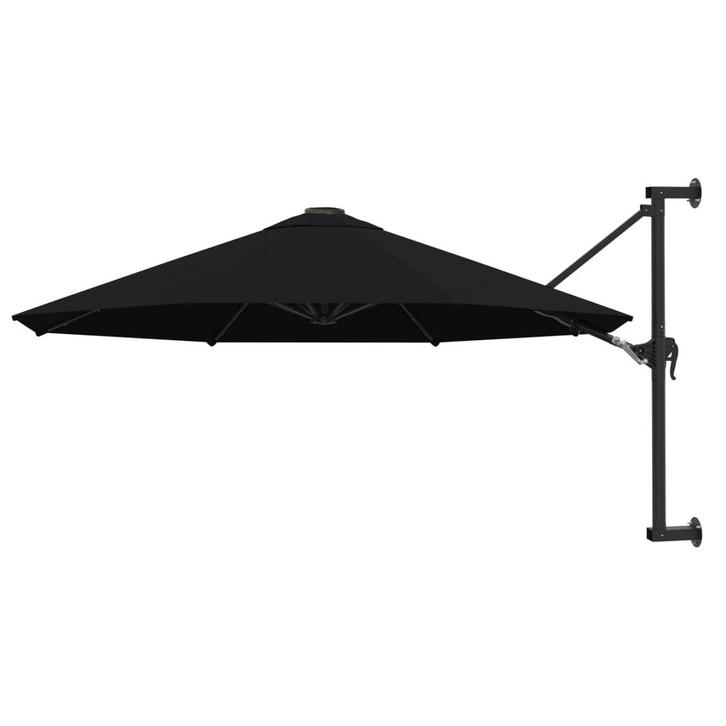 vidaXL Wandparasol met metalen paal 300 cm zwart, Tuin en Terras, Parasols, Nieuw, Verzenden