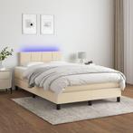vidaXL Boxspring met matras en LED stof crèmekleurig 120x200, Verzenden, Nieuw