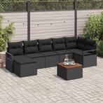 vidaXL Tuinbank Set met kussen 8 pcs Zwart poly rattan, Verzenden, Nieuw