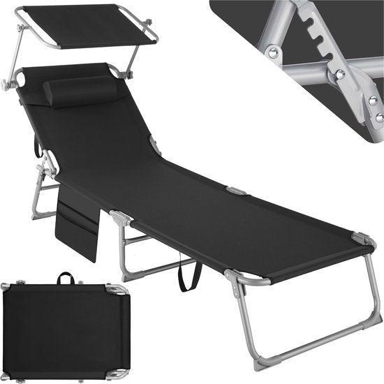 2dekans | tectake® - ligbed Zonnestoel ligstoel - 4 standen,, Caravans en Kamperen, Voortenten en Luifels, Ophalen of Verzenden