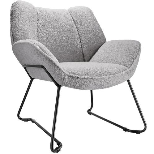 tectake Fauteuil Kjeld bouclé, gestoffeerd, 120kg draagkrach, Huis en Inrichting, Stoelen, Verzenden