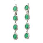 Zonder minimumprijs - Oorbellen Zilver, Verguld Smaragd -, Nieuw