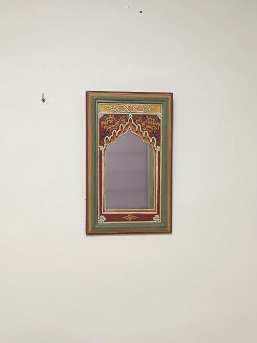 Spiegel - Hout - Marokkaanse handgemaakte muurspiegel,, Antiquités & Art, Curiosités & Brocante