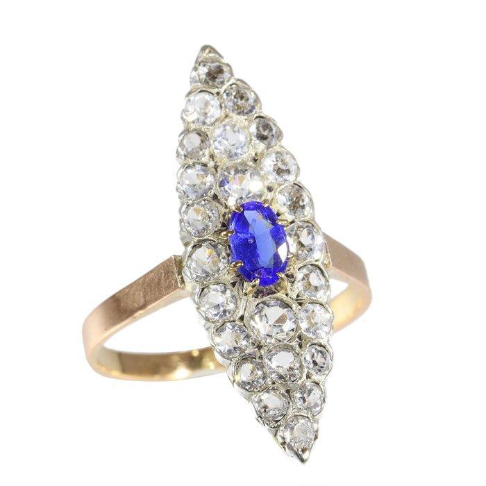 Zonder Minimumprijs - Ring - 18 karaat Geel goud, Zilver -, Handtassen en Accessoires, Ringen