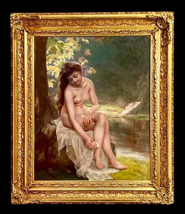 Alexandre-Jacques Chantron (1842–1918) - Bagnante, Antiek en Kunst, Kunst | Schilderijen | Klassiek