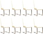 Set van 8 Gebroken witte leren industriële eetkamerstoelen -, Nieuw, Vijf, Zes of meer stoelen, Modern, Leer
