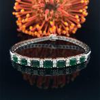 Bracelet - 18 carats Or blanc - 5.07ct. tw. Émeraude -