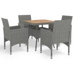 vidaXL 5-delige Tuinset poly rattan en acaciahout grijs, Tuin en Terras, Tuinsets en Loungesets, Verzenden, Nieuw, Tuinset