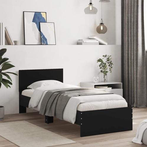 vidaXL Bedframe met hoofdeinde bewerkt hout zwart 90x190 cm, Huis en Inrichting, Slaapkamer | Bedden, Nieuw, Verzenden